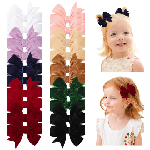 2pcs/set Handmade Velvet Bow Hair Clips for Baby Girls Vintage Christmas Red Green Bowknot Hairpins Barrette Hair Accessories