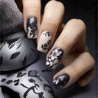 24pcs/set Medium long fake nails for women Spring summer flowers butterfly bee design faux ongles tips press on false nail art