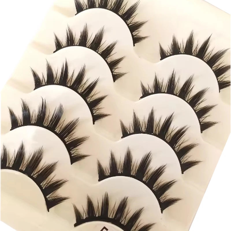 Natural Long Cosplay Makeup Cross Strip False Eyelashes Black Eye Lashes and Cat Eye Lashes 5pairs Mink Eyelashes Faux Cilios