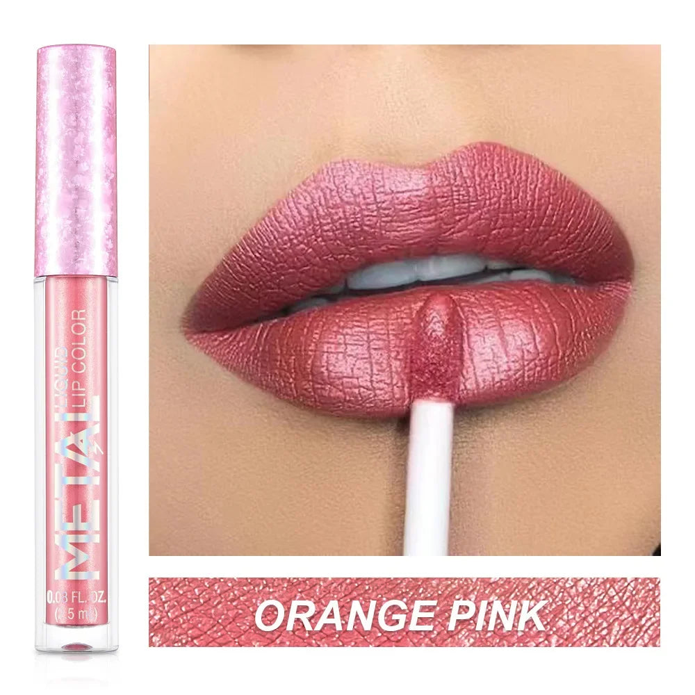 Metallic No-stick Cup Lip Gloss Glitter Matte Moisturizing Waterproof Long Lasting Lip Glaze Liquid Lipstick Lip Makeup Cosmetic