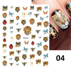Press on Nails Tiger Symbol Nails Decals Design Fierce Wild Animal Leopard Decoration Manicure Stickers Nails Accessories Tools