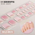 26Tips French Leopard Print UV Gel Toenail Sticker Bronzing Dye Gradient Cross-border Semi Baked Gel Nail Sticker UV Lamp Needed