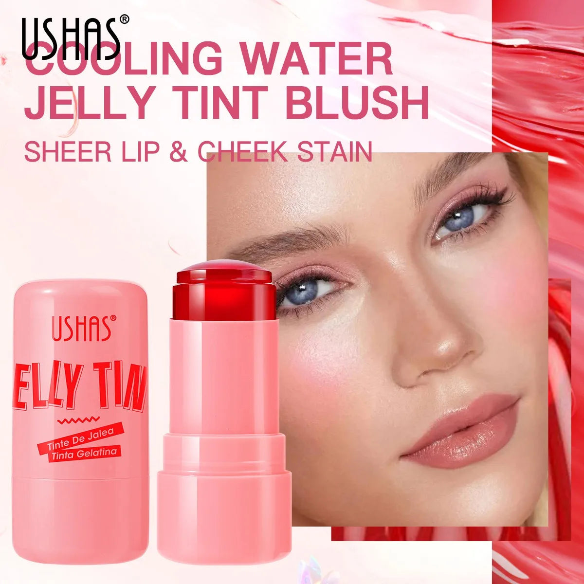Milk Jelly Blush Stick Lip Cheek Stain Water Blusher Lip Gloss Matte Eyeshadow Long Lasting Brighten Facial Contour Rouge Makeup