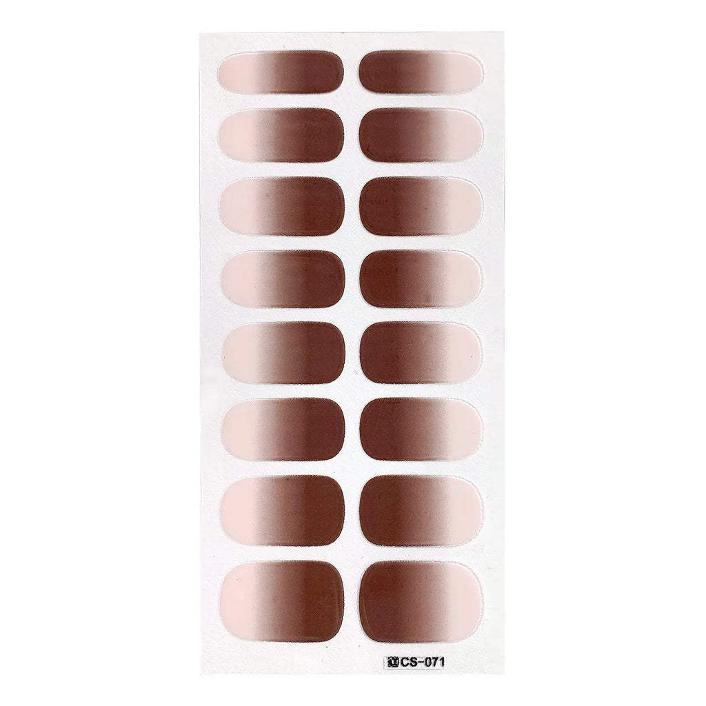 1 Sheet Semi Cured Wrap Gradient Nail Sticker Multi Color Solid Gel Full Cover Slider No Need UV Lamp Cured Fast Gel Nail Decal