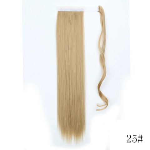 LISI GIRL Synthetic Hair 22''34'' Long Straight Ponytail Wrap Around Ponytail Clip in Hair Extensions Black Hairpiece Headwear