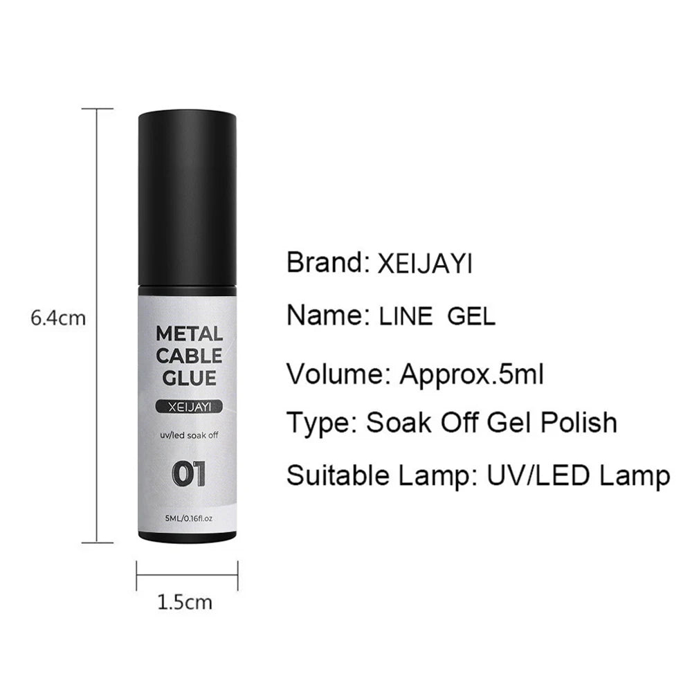 Gold Metallic Painting Nail Gel Liner Polish,3D Metal Mirror Effect Paint Drawing Nail Gel Build-in Brush Soak Off UV Chrome Gel