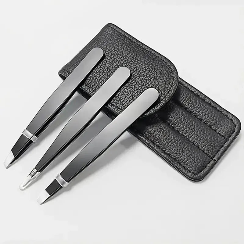 3pcs Premium Stainless Steel Eyebrow Tweezers Set - Precision Sharp Flat/oblique/pointed Tweezers Tweezers Set - Precision