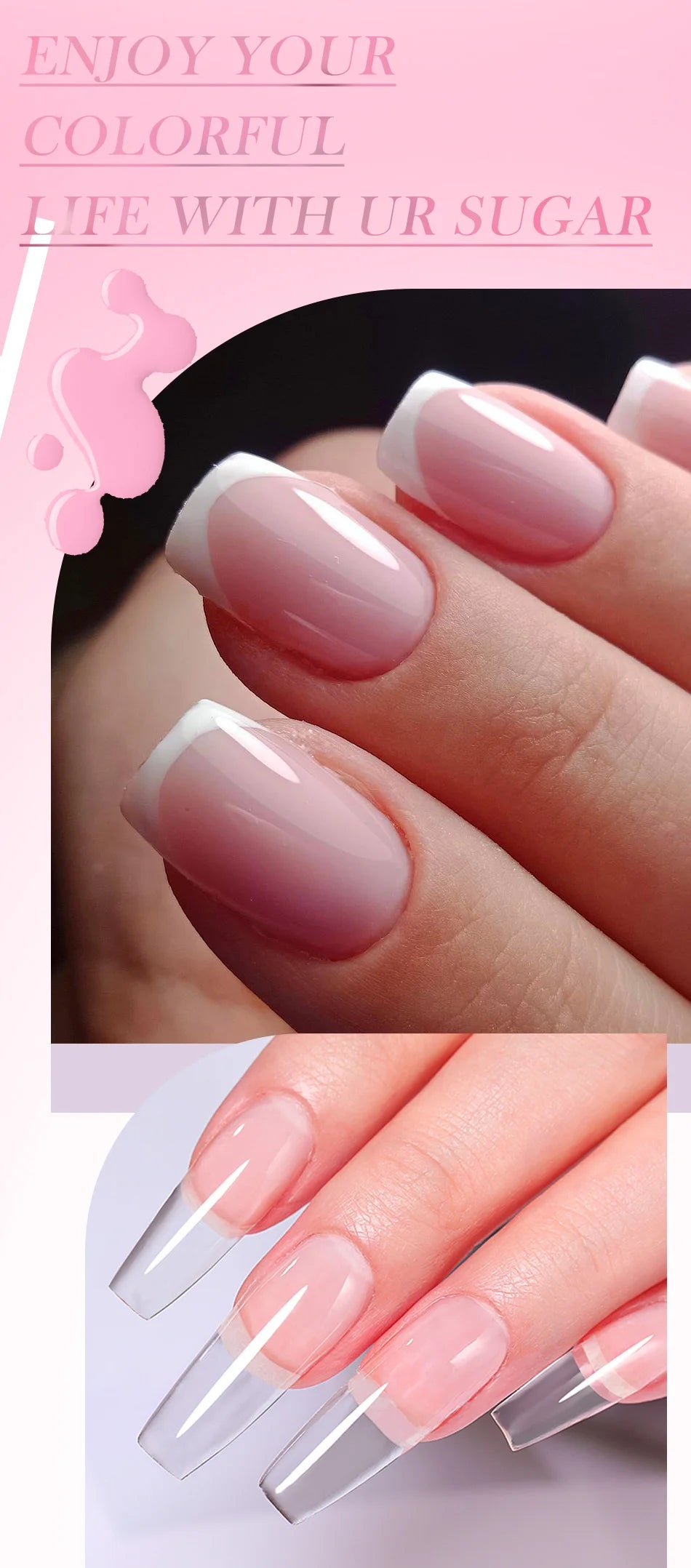 UR SUGAR 150g Transparent Nail Extension Gel Jelly White Light Pink Acrylic French Nail Art UV LED Gel Semi Permanent Manicure