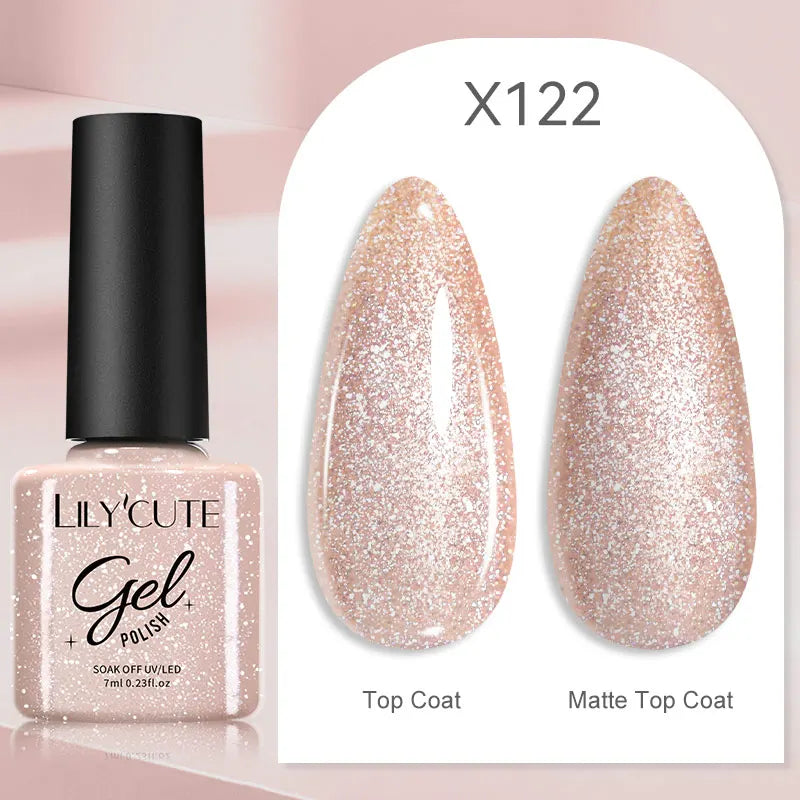 LILYCUTE 7ml Metallic Gel Nail Polish Red Chrome Effect Soak Off UV Gel Varnish Semi Permanent Nail Art Manicure Base Top Coat