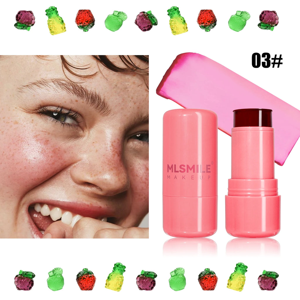 MLSMILE Jelly Blush 2-In-1 Jelly Lip Cheek Brighten Blush Stick Lip Gloss Blush Cream Makeup