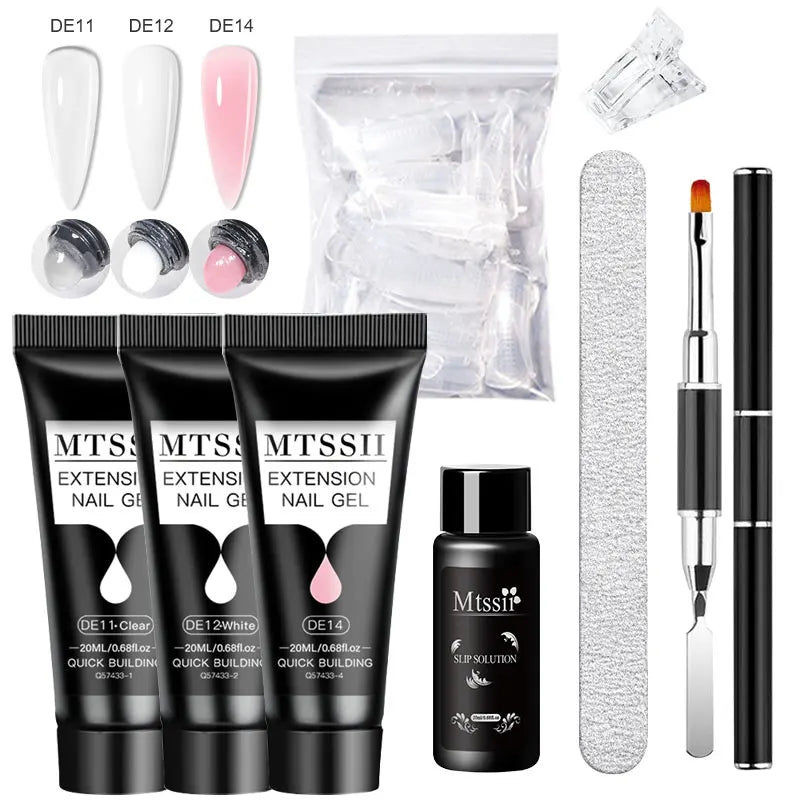 Mtssii 17PCS/Set 20ml Nail Extension Gel Set Builder UV Gel for Nails With 6W UV LED Lamp Nail Extension Tools Kit For Beginner