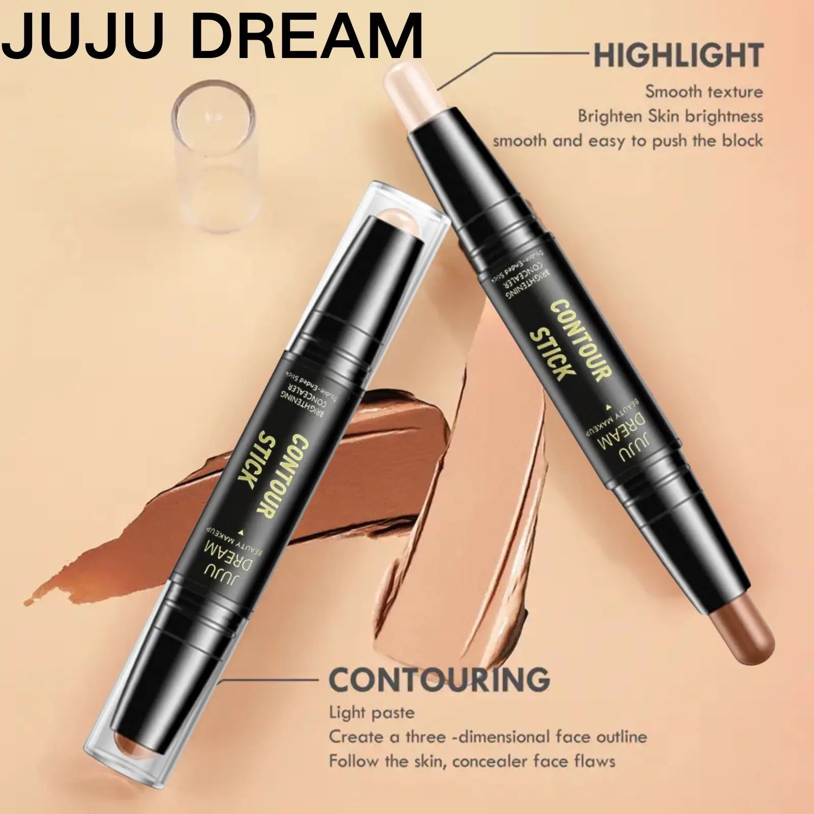 2pcs Dual-Ended Contour & Highlight Stick Set- Waterproof & Long-Lasting Dual-Purpose Concealer Highlighter Pen