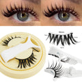 Hot Magnetic Eyelashes Set 1 Pair Reusable No Glue Needed False Eyelashes with Magnetic Tweezers Curly Faux Lashes Makeup Tool