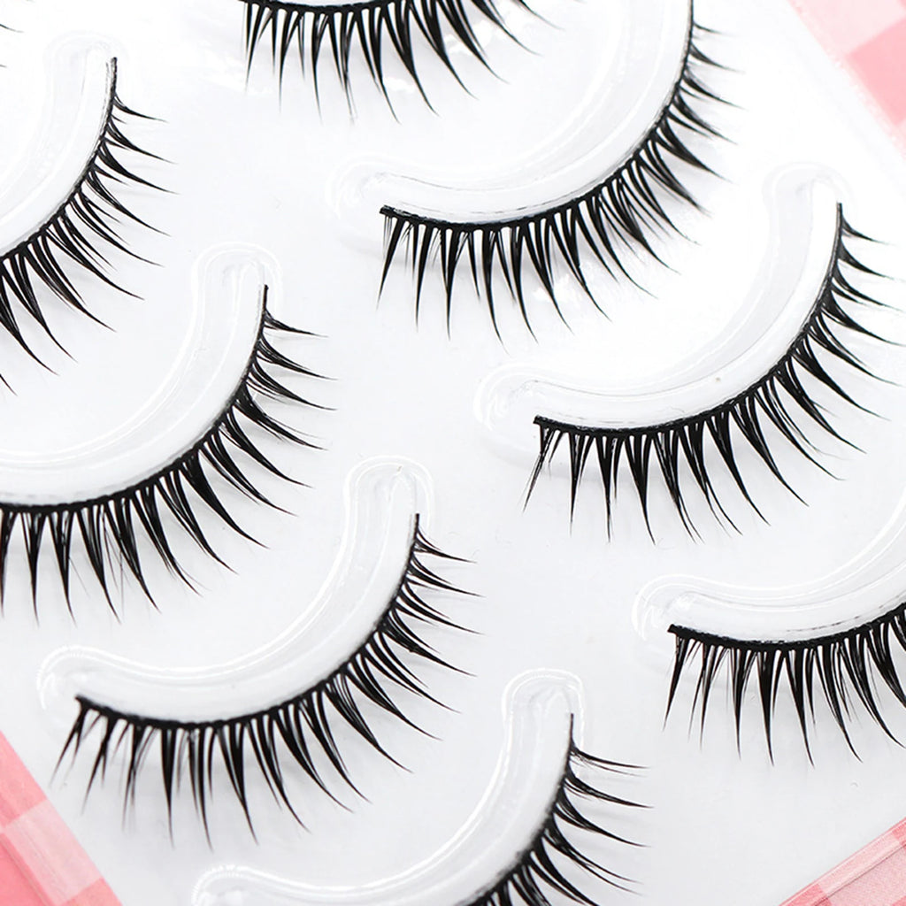 5 Pair False Eyelashes Strip Wispy Fake Lashes Natural Spiky Wispy Thick Eye Lash For Day-To-Day Use Wedding Vacation Gift