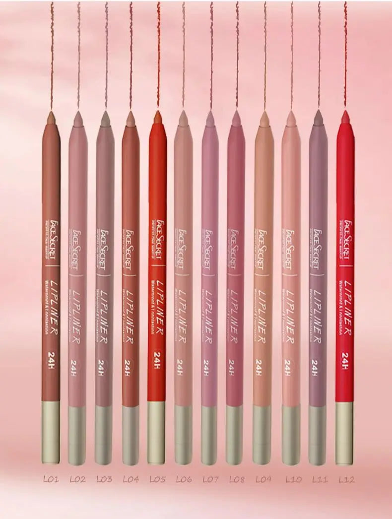 Face Secret 12 color Lipliner, Waterproof LongLasting ,Velvet Matte Multi-Color Correcting Lip Pencil Lip Plumping Cosmetics