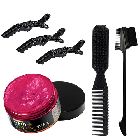 Hair Color Wax Unisex Long Lasting Dye Cream Temporary Coloring Styling Pomade Gel with Brush Comb Dye Molding Paste 11 Colors