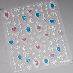 5D Gradient Love Gem Glitter Love Heart Colorful Cat's Eye Rhinestone Soft Self Adhesive Nail Art Stickers Shiny Manicure Decals