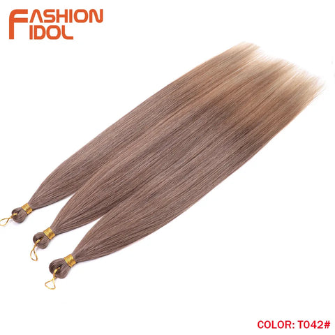 28" 3PCS Ariel Straight Pony Hair Bundles Crochet Braids Hair Synthetic Braiding Hair Ombre Silver Grey Crochet Hair Extensions