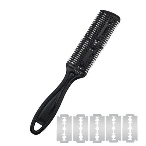Razor Comb With 5 Pcs Extra Razors, Hair Cutter Comb Dual Side Cutting Scissors Hair Thinning Comb Double Edge Hair Razor Comb