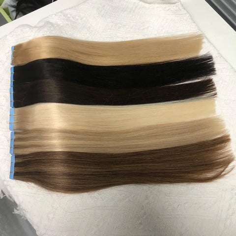 Natural  Tape in Hair Extensions Human Hair Straight Natural Black  Seamless PU Skin Weft Tape Ins Hair Extension 20PCS/Pack