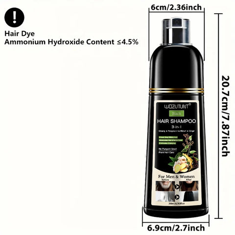 200ml 3 In 1 Natural Herbal Hair Dye Shampoo Black Dark Brown Cover Gray Deep Nourishing Fast Hair Coloring Cream for Women Men