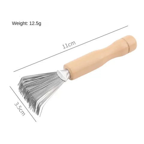 Hair Brush Cleaner Mini Hair Dirt Remover Home Travel Salon Rake with Metal Wire Portable Comb Brush Wooden Handle Cleaning Tool