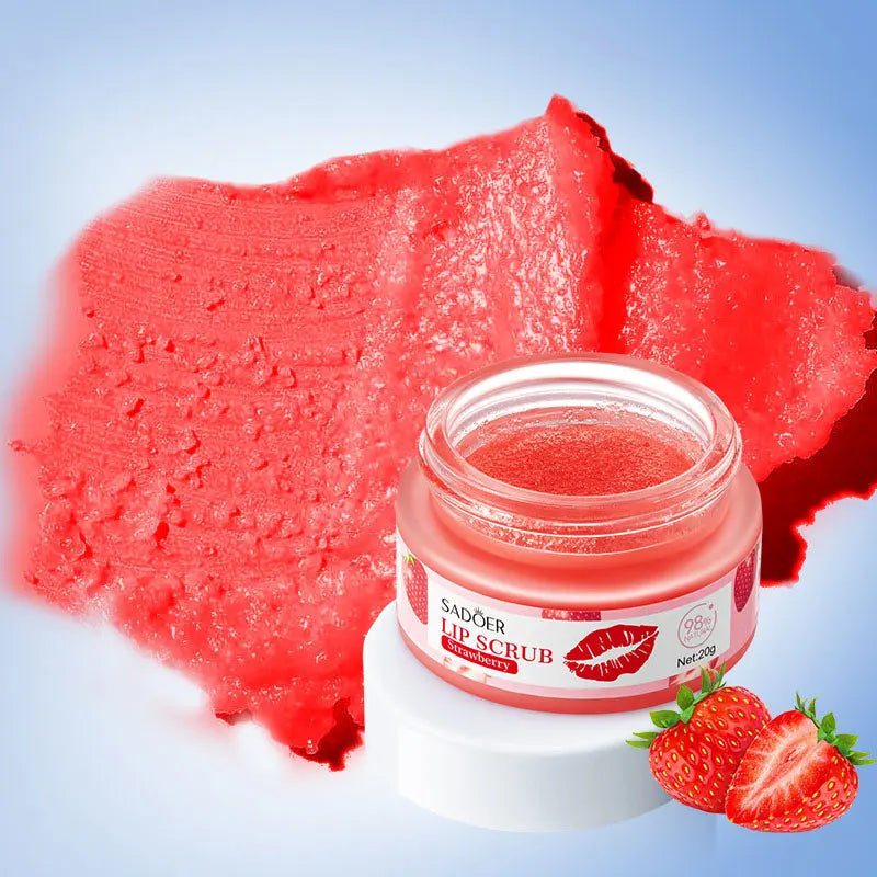 SADOER Fruit Series Strawberry Lip Scrub Dead Skin Moisturizes Brightening Lip Color, Makes Lips Pink