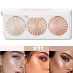DUNUF 3-color pearlescent brightening high disc, waterproof, sweat-proof and powder-free, fine and smooth without powder flying
