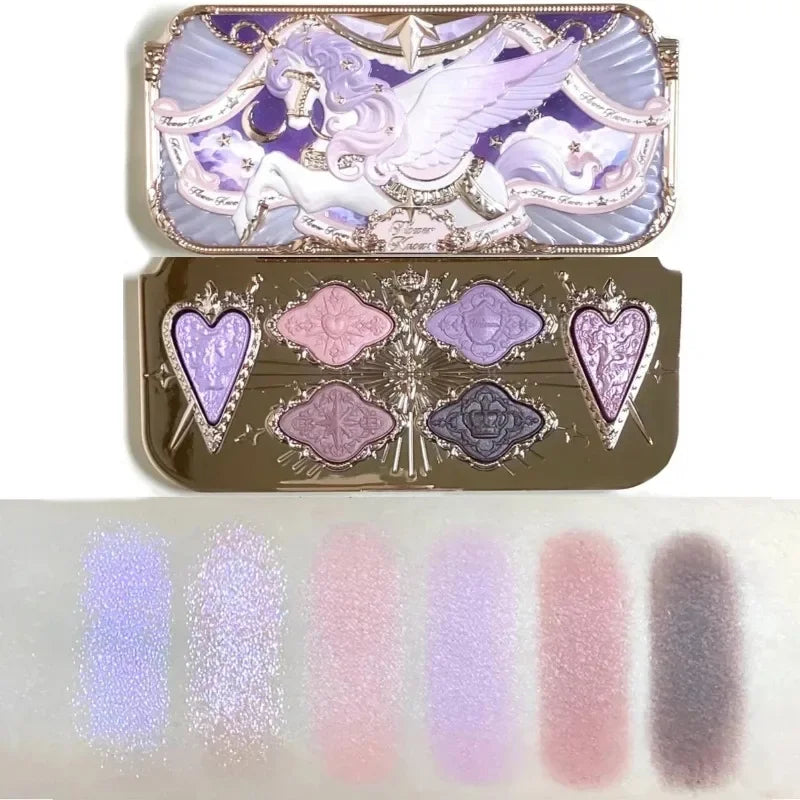 Flower Knows Makeup Butterfly Cloud Collar Collection Embossed 6 Color Eyeshadow Palette Long Lasting Waterproof Gliter For Eyes