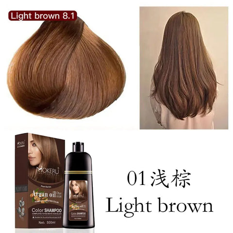 Mokeru Natural Organic Brown Hair Color Permanent Hair Coloring Shampoo Long Lasting Hair Dye Shampoo For Women Professional Dye