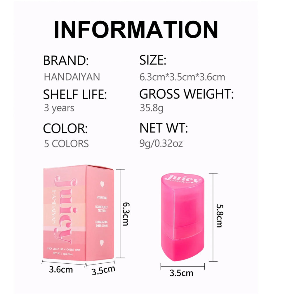 Lip and Cheek Jelly Blush Stick Lipstick Jelly Blusher Stick Makeup, Water Jelly Tint Stick, Lightweight Long Lasting Cosmetics