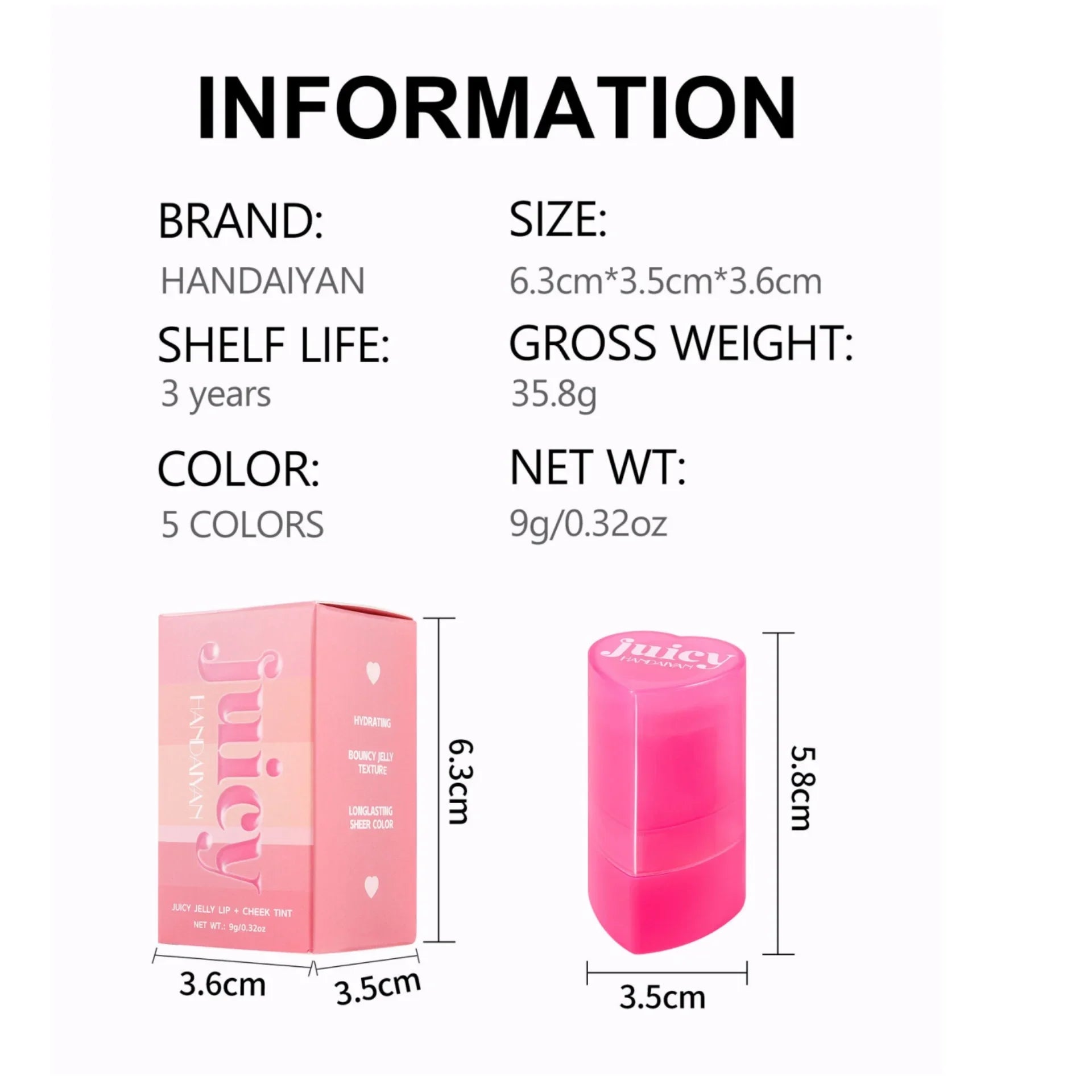 Lip and Cheek Jelly Blush Stick Lipstick Jelly Blusher Stick Makeup, Water Jelly Tint Stick, Lightweight Long Lasting Cosmetics