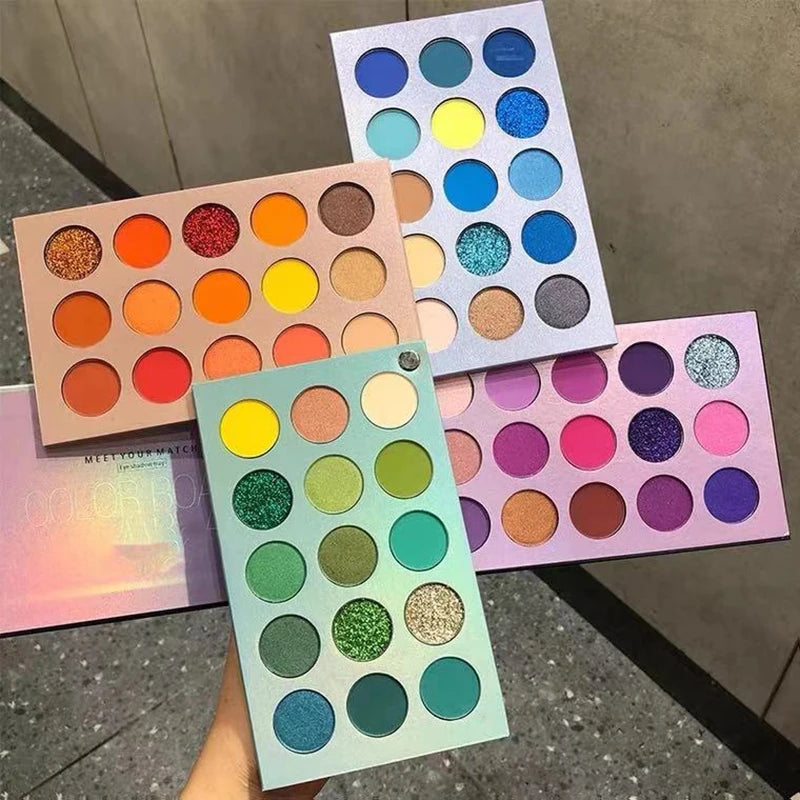72/60 Colors Eyeshadow Palette Matte Glitter Pearlescent Powder Delicate Easy To Clear Shimmer Eye Shadow Corlorful  Makeup Tool