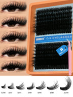GROINNEYA Cluster Lashes Kit Individual Lashes Volume Mixed Tray 3D Faux Mink Lashes Wispy Eyelash Extension Makeup