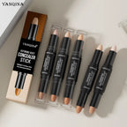 YANQINA Double-heads Contour & Highlight  Stick Sculpted Shading and V-Shape Facial Sculpting Two-in-one Concealer Pen Makeup