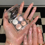 Planet Four-color Diamond Glitter Eyeshadow Palette Aurora Purple Metallic Shimmering Baked Powder Highlighter Eye Shadow Makeup