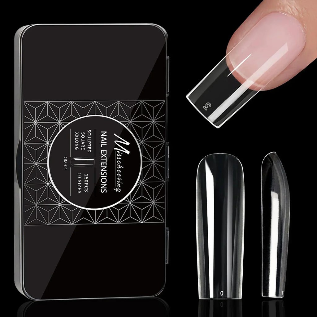 250/500/600pcs Soft Gel False Tips Natural Sculpted Ballet Coffin Almond Fake Nails Full Cover Press On Nails DIY Nail Supplies