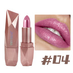 Diamond Glitter Lipstick Long Lasting Waterproof Moisturizing Highly Pigmented Metallic Shine Pearlescent Non Stick Cup Lipstick