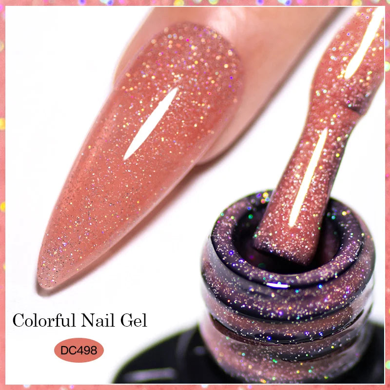 7ml Champagne Gold Sliver Reflective Nail Gel Polish Sparkling Shining Glitter Pink Red Nail Supplies Semi Permanent Gel Varnish