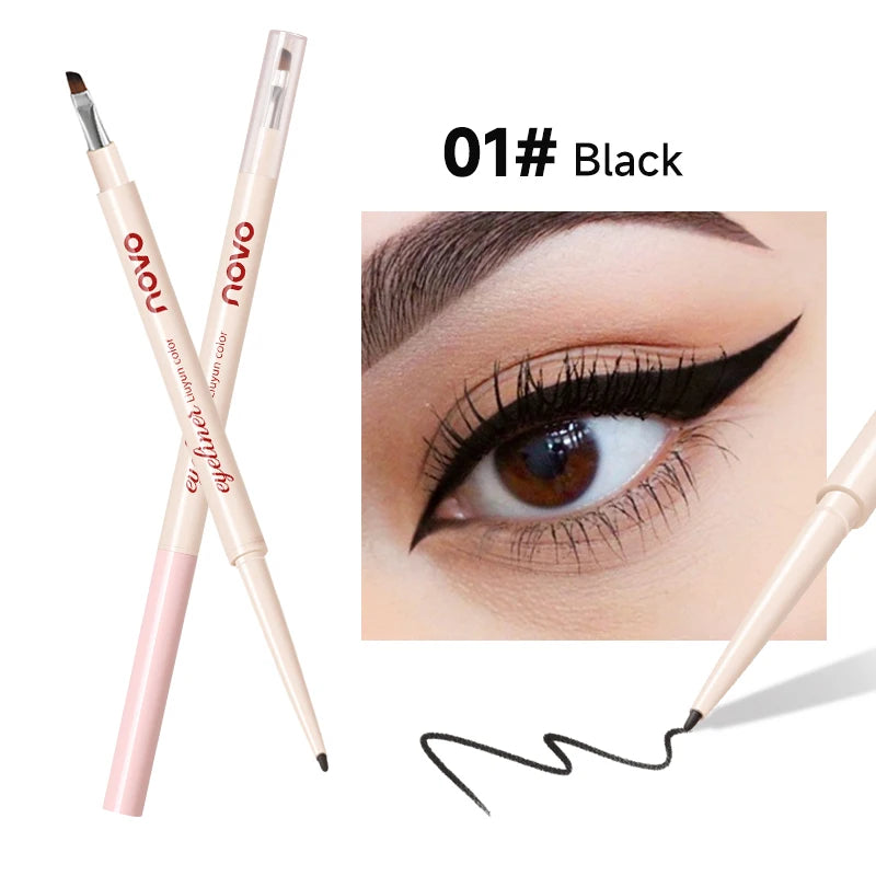 Double-Ended Gel Eyeliner Pen,(Pencil + Fine Angled Brush),Matte Finish & Shimmer,Long-Lasting,Quick-Drying, Waterproof