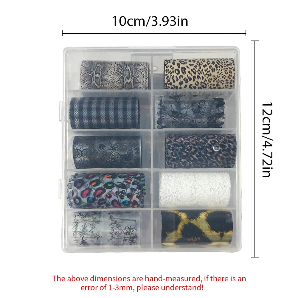10 Rolls Water Soluble Leopard Print Transfer Paper Nail Transfer Foil Animal Printing Stickers Professional Nail Art Design