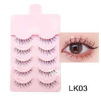 Natural Long Cosplay Makeup Cross Strip False Eyelashes Black Eye Lashes and Cat Eye Lashes 5pairs Mink Eyelashes Faux Cilios