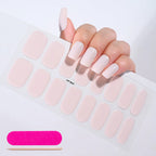 16Tips French Black Semi-Cured Nail Stickers With Glitter Long-Lasting UV Gel Nail Polish Wraps Full Cover Nail Art Decals Patch