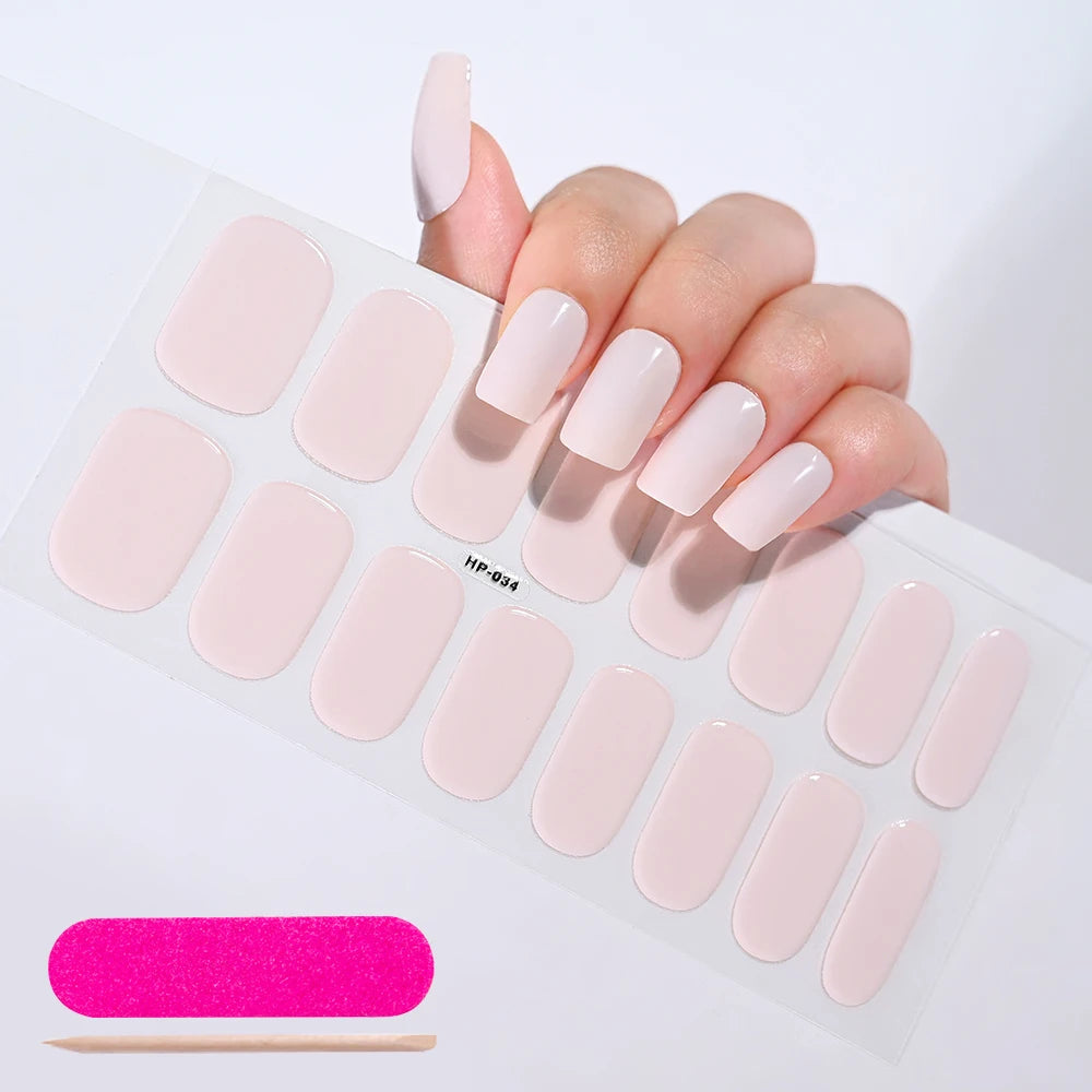 16Tips French Black Semi-Cured Nail Stickers With Glitter Long-Lasting UV Gel Nail Polish Wraps Full Cover Nail Art Decals Patch