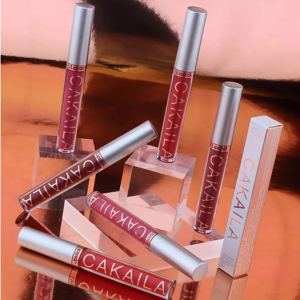 CAKAILA Waterproof Liquid Lipstick Set - Nude, Matte Red | 24-Hour Long-Lasting Lip Gloss | Suitable For All Skin Types