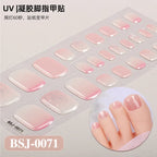 26Tips French Leopard Print UV Gel Toenail Sticker Bronzing Dye Gradient Cross-border Semi Baked Gel Nail Sticker UV Lamp Needed