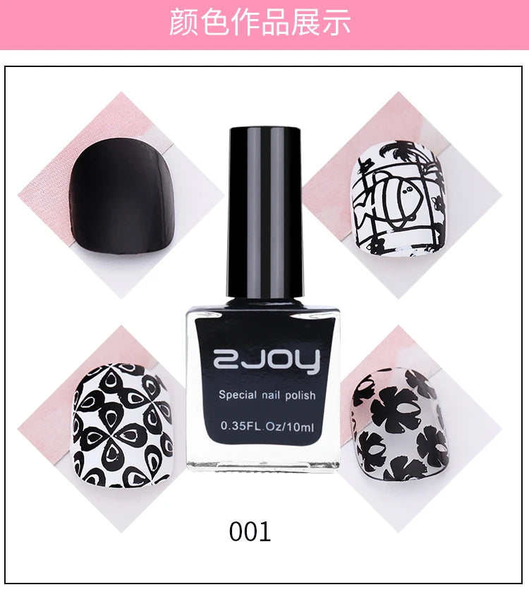 10ml Nail Stamping Polish Varnish Black White Colorful Nail Printing Lacquers for Stamping Plate 30 Colors Nail Stamping Polish