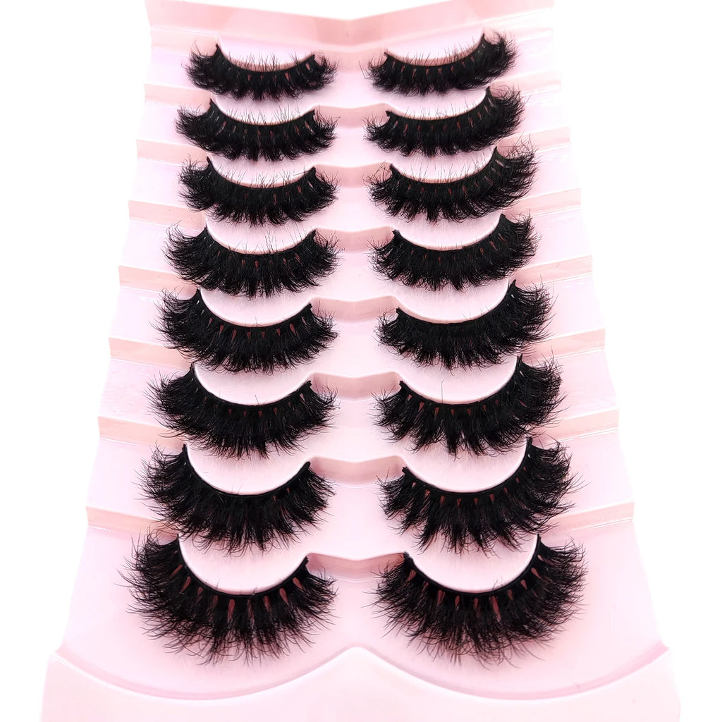 HBZGTLAD 5/8 Pairs of Natural Russian Striped Mink Lashes 3D False Lashes Volume Wavy False Lashes Eyelash Extensions Makeup
