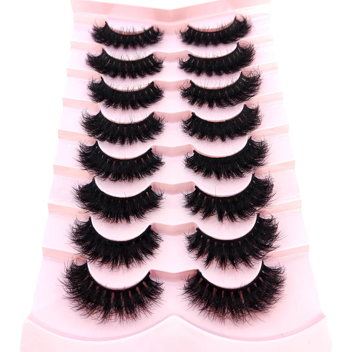 HBZGTLAD 5/8 Pairs of Natural Russian Striped Mink Lashes 3D False Lashes Volume Wavy False Lashes Eyelash Extensions Makeup