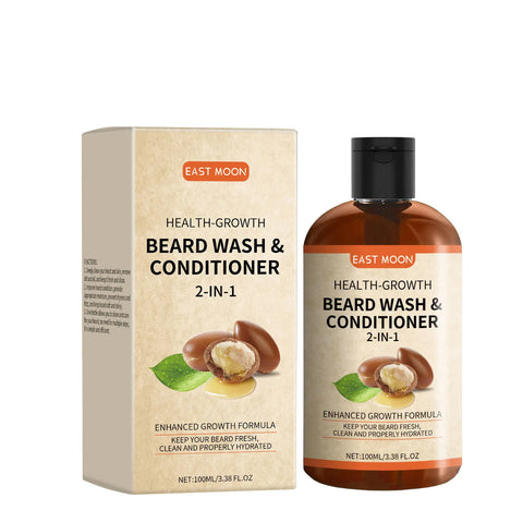 Men 2 in 1 Beard Conditioner Improving Moisturizing Enhancer Thicker Strengthen Nourish Deep Cleansing for Beard Growth Shampoo